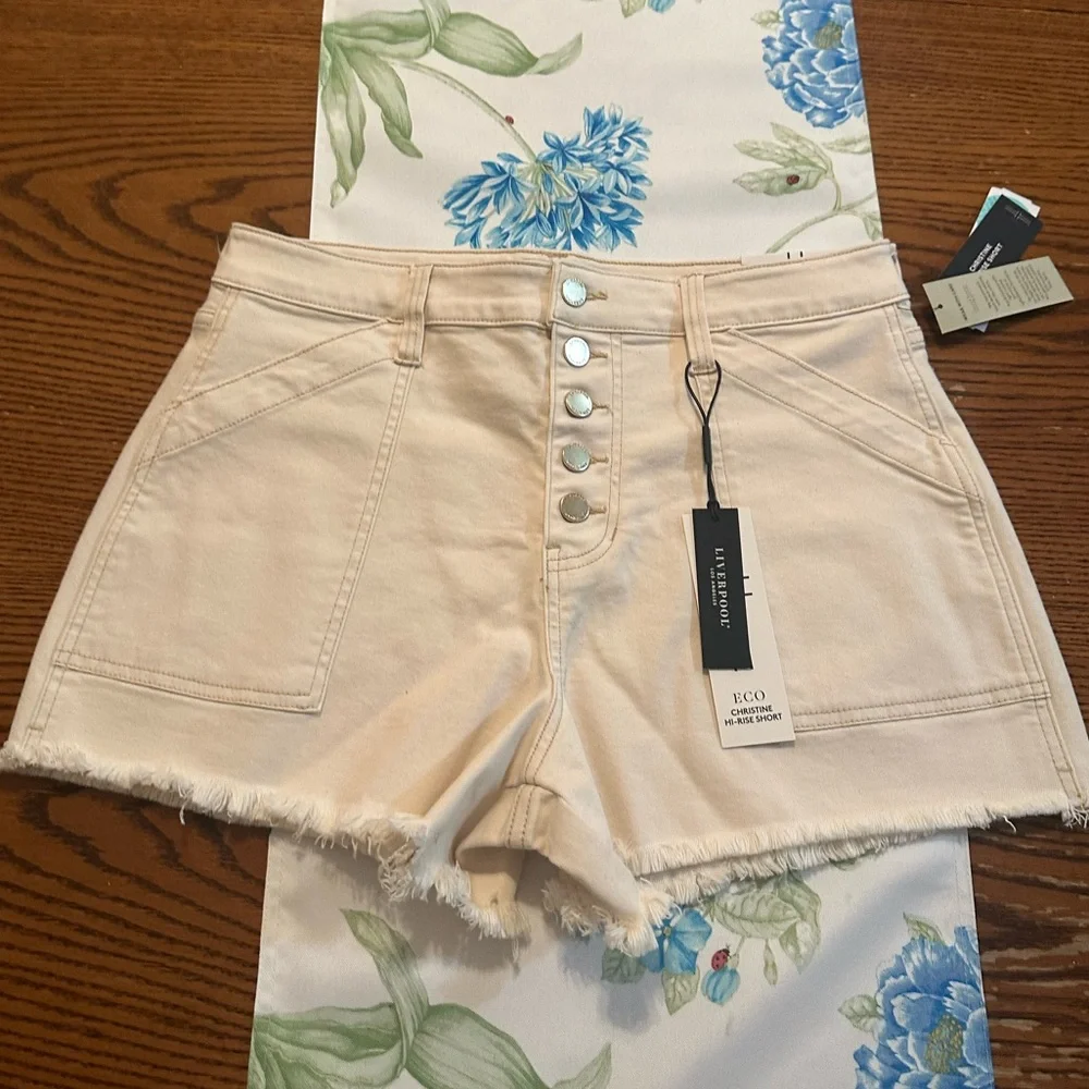 Liverpool Cream High Waist Tailored Shorts - Picture 1 of 14